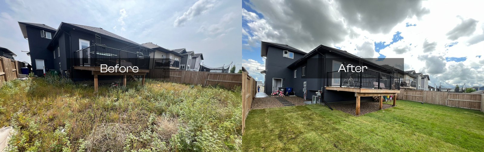 Landscaping Service in Saskatoon full house before after photo of landscaping